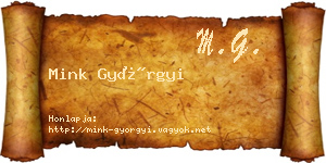 Mink Györgyi névjegykártya